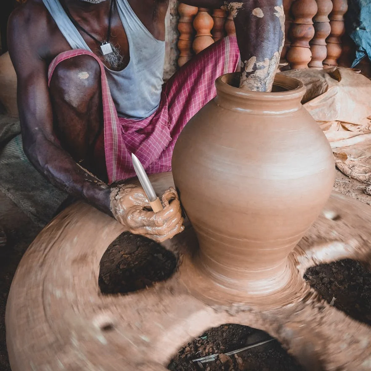 4 قطعة أدوات الفخار مصقول أنابيب القطع المعدنية مقبض الخشب للطين السيراميك الشمع Diy بها بنفسك النحت نحت لكمة ثقب صنع الطين #6