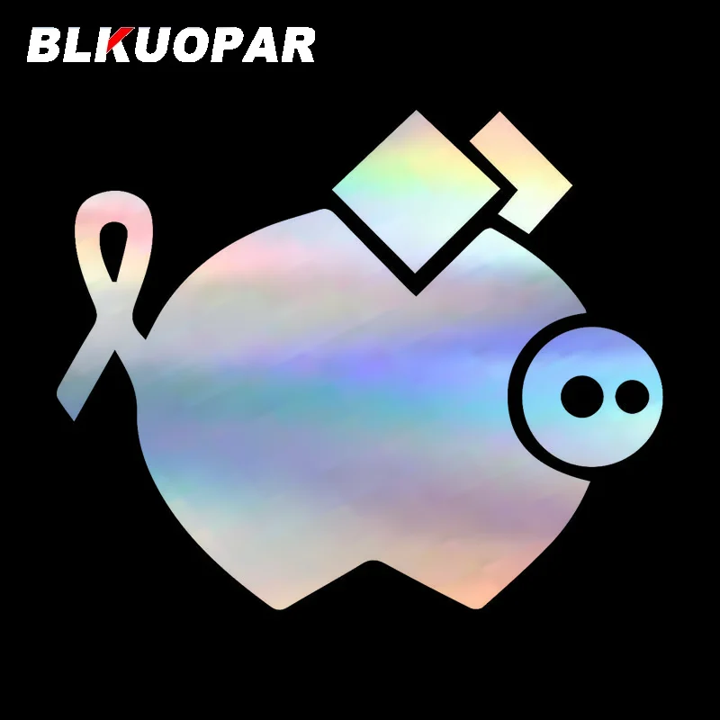 BLKUOPAR Big Pig Cancer Foundation Graphic Car Sticker Cute Occlusion Scratch Laser Die Cut Decal Cartoon Helmet Skateboard