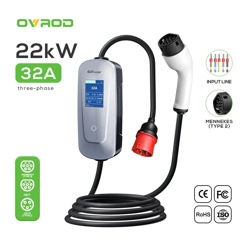 32A Wifi 3 Phase 22 Kw Car Charging Shenzhen Evse Home Fast Level 2 11Kw Ac Type 2 Station 7Kw 22Kw Portable Ev Charger