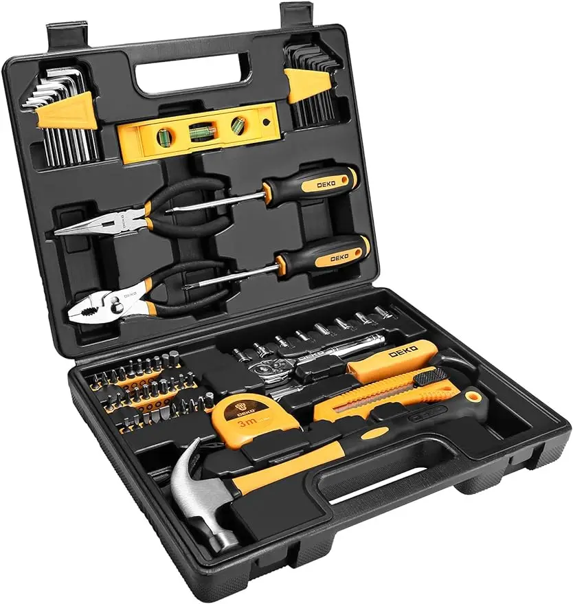  65 Pieces Tool Set General Household Hand Tool Kit with Storage Case Plastic ToolBox