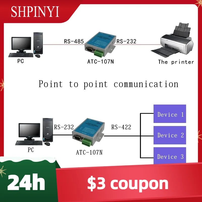 

Home ATC-107N Industrial Class Wall-mounted Photoelectric Isolation Converter RS-232 TO RS-422/485