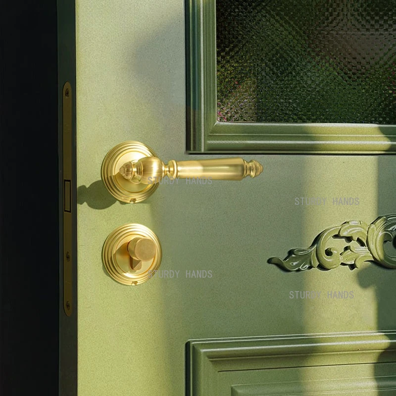 

1 комплект двухдверных внутренних дверей в стиле ретро во французском кремовом стиле из цинкового сплава с золотым бесшумным замком