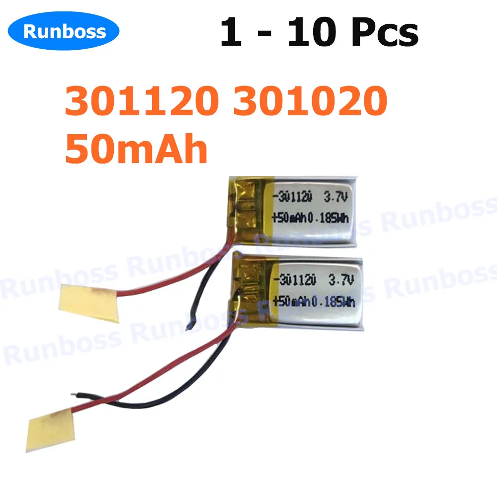 1-10 pcs 3.7V 301120 301020 50mAh polymer lithium battery For Epson 3D glasses,bluetooth earphone,wireless mouse,electronic toy