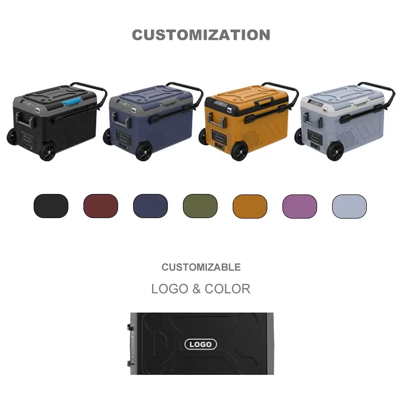 مصنع جديد 80L سيارة ضاغط الثلاجة سيارة الفريزر للتخييم شاحنة السفر ، سحب بار والعجلات + تيار مستمر