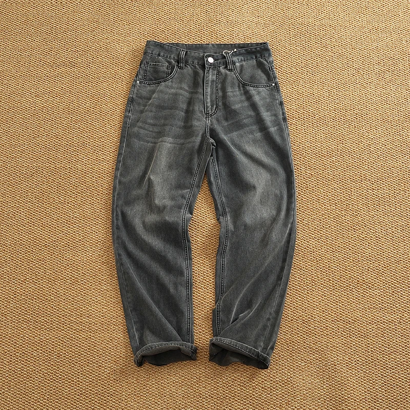 

Свободные мужские джинсы с прямыми штанинами, лето-весна, драпированные тонкие легкие универсальные длинные брюки, повседневные джинсы
