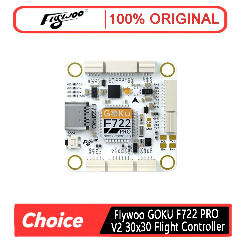 

Контроллер полета Flywoo GOKU F722 PRO V2 (30x30 мм) — Plug-and-Play, черный ящик 16 МБ и модульная установка для FPV Drone DIY