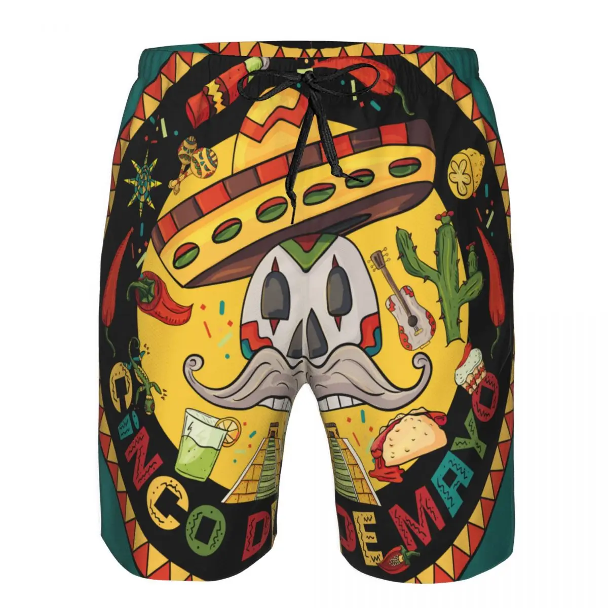 

Mens Swimming Shorts Swimwear Mexican Skull In Sombrero Men Trunks Swimsuit Beach Wear Boardshorts