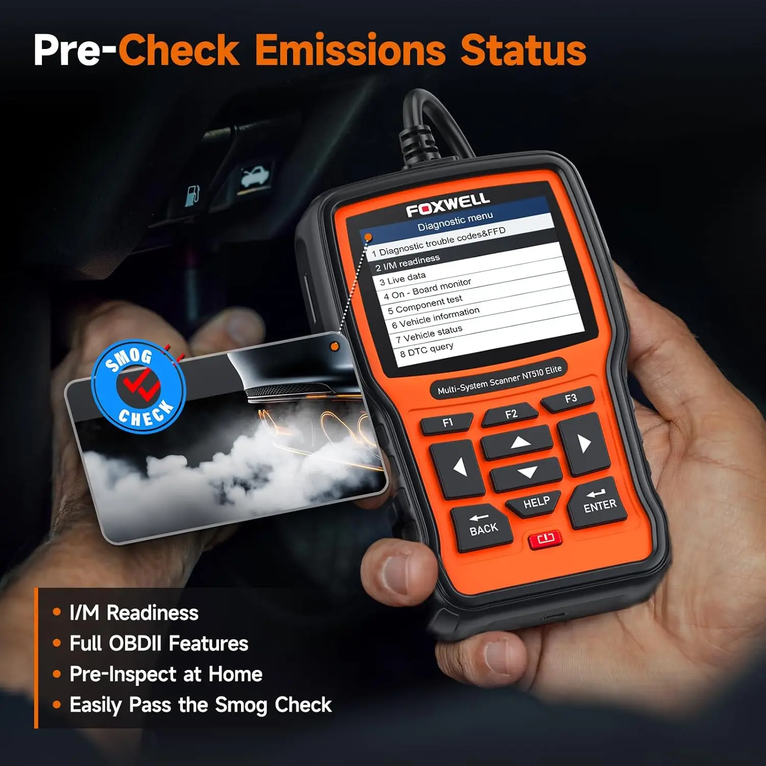 FOXWELL NT510 Elite OBD2 Scanner All System Scan Code Reader Active Test ECU Coding OBD OBD2 Car Diagnostic Tool Free Update