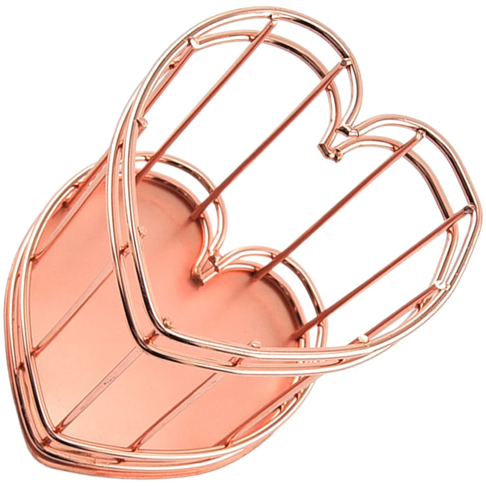 Iron Heart Pen Holder Makeup Brush Bucket Metal Pot Desk Organizers Shaped Pencil for Stainless Steel Desktop Rose Gold