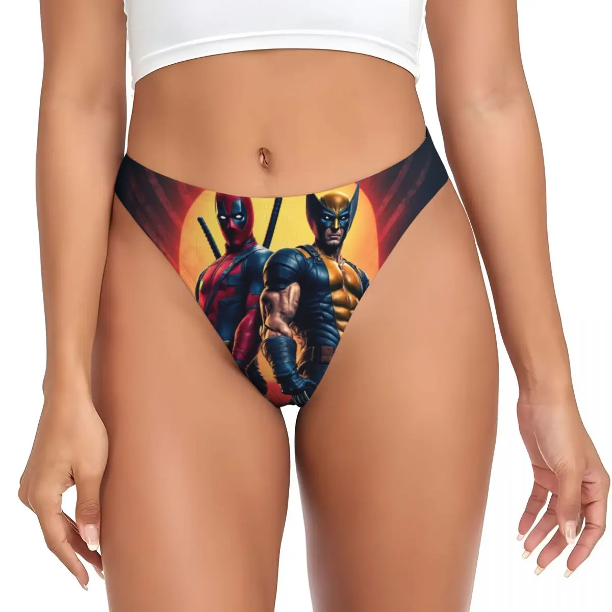 

Custom Deadpool &Wolverine Superhero G-string Thong for Women Comfort Stretch Panties Underwear