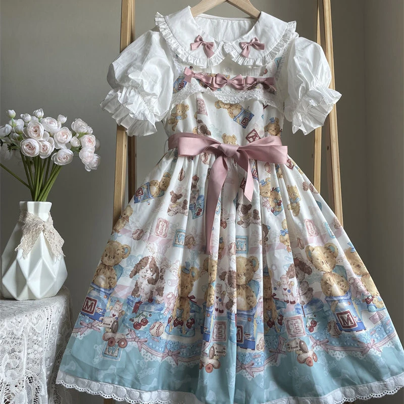 

Японские женские милые хлопковые топы с бантом и оборками, летние белые блузки в стиле Лолиты для девочек, милые рубашки с короткими рукавами и пышными рукавами в консервативном стиле