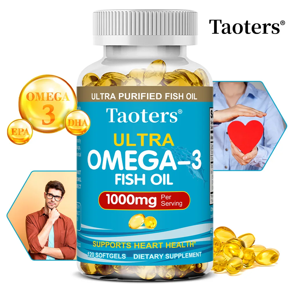 

Fish Oil Softgels, Omega-3 Fish Oil Supplement, Beneficial for Heart Health, Supports Brain and Joint Health, 120 Capsules