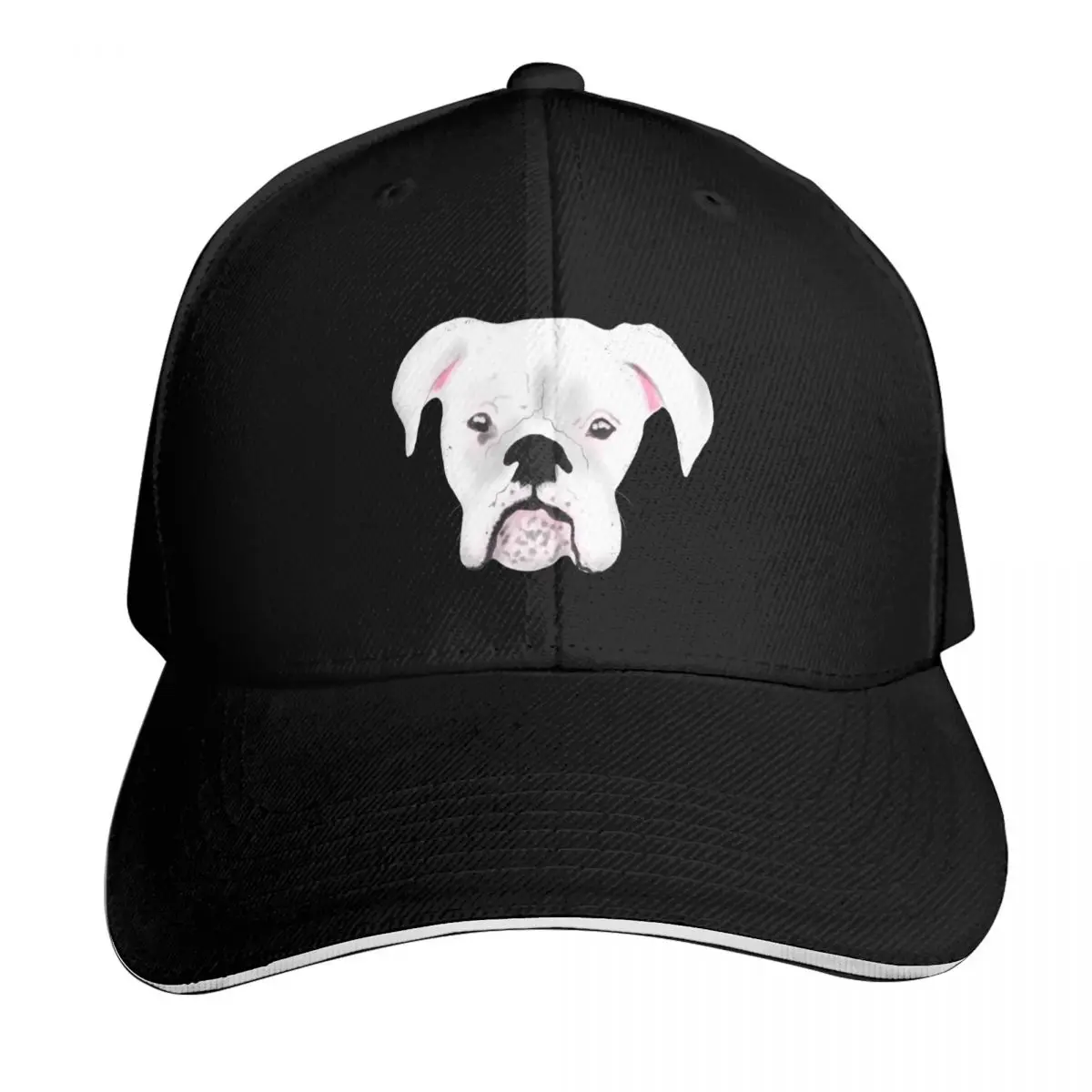 WHITE BOXER DOG PUPPY POLLY Baseball Cap Curved Brim Classic Fit Low Profile Unstructured Unisex for Men Women