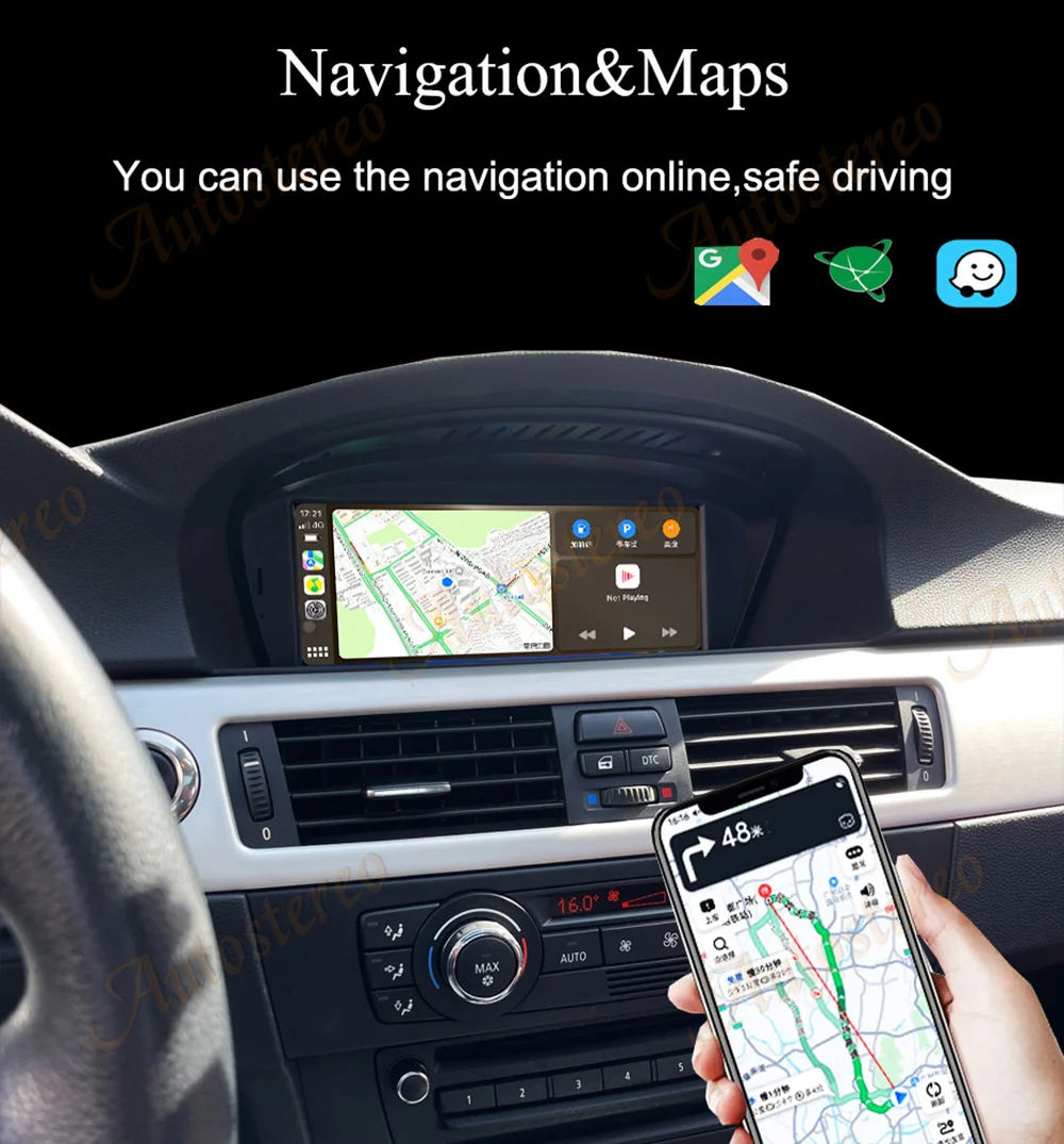 8.8 Inch Wireless CarPlay Android Auto Car Multimedia Radio For BMW 5/3 Series E