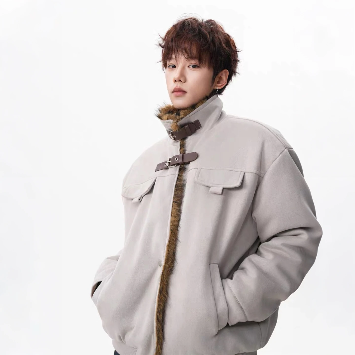 

Американская ретро-куртка с замшевым воротником, утепленная, теплая, хлопковая, для мужчин и женщин, зимняя модная брендовая молодежная верхняя одежда