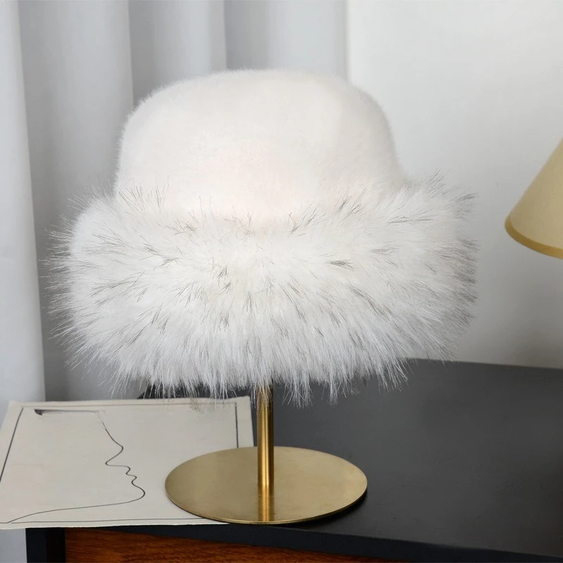 Faux Fur Mongolian Hat for Women Color Tip Plush Warm Winter Ear Flap Hat Soft Outdoor Ski Cap view 4