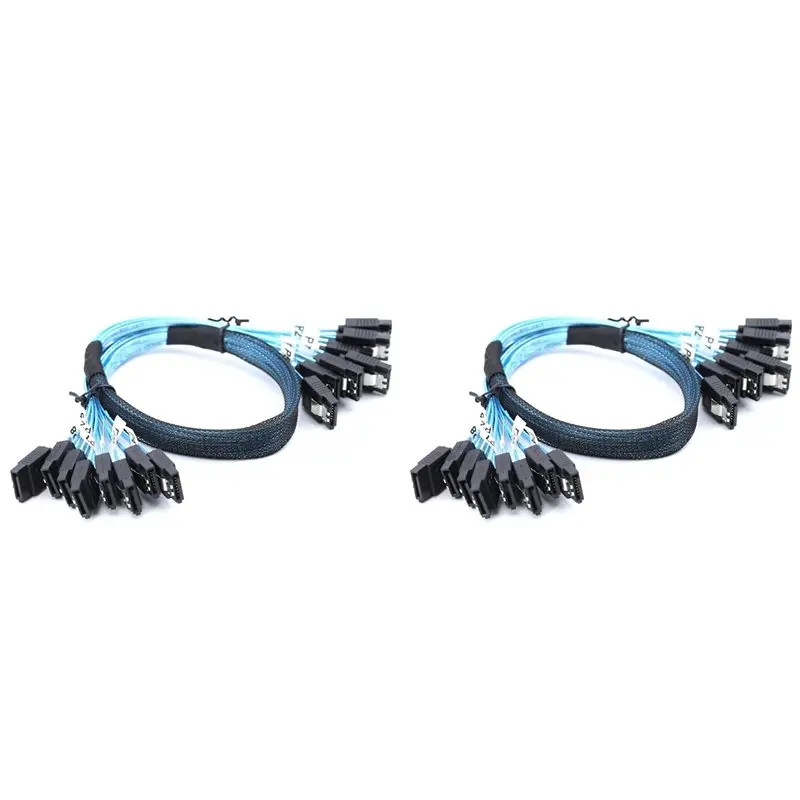 2 Set 8 Pcs SATA Cable Set 8 Set SATA 3.0 Cable PC SATA Cabl SAS 7Pin 6Gbps Data Cable For Hard Disk SSD Drive NAS Host