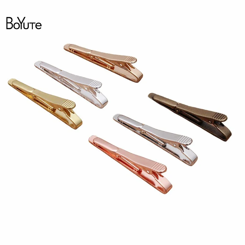 BoYuTe (10 Pieces/Lot) 55*5MM Plain Tie Clip Classic 6 Colors Plated Metal Brass Men's Tie Clips