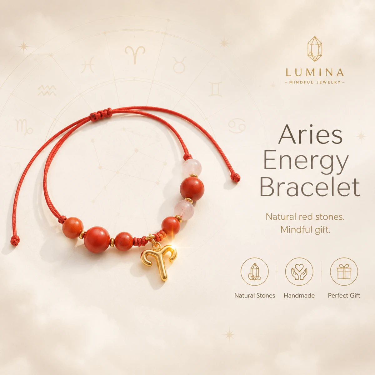 Natural Stone 12 Zodiac Sign Braided Bracelets Unisex Adjustable Woven Cord Harmony Protection Astrology Jewelry Gifts Bracelet