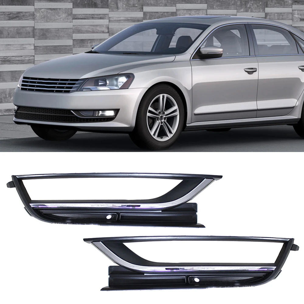 

Передний бампер автомобиля, противотуманная фара, хромированная решетка для Volkswagen VW Passat 2011 2012 2013 2014 2015 56D853665 56D853666