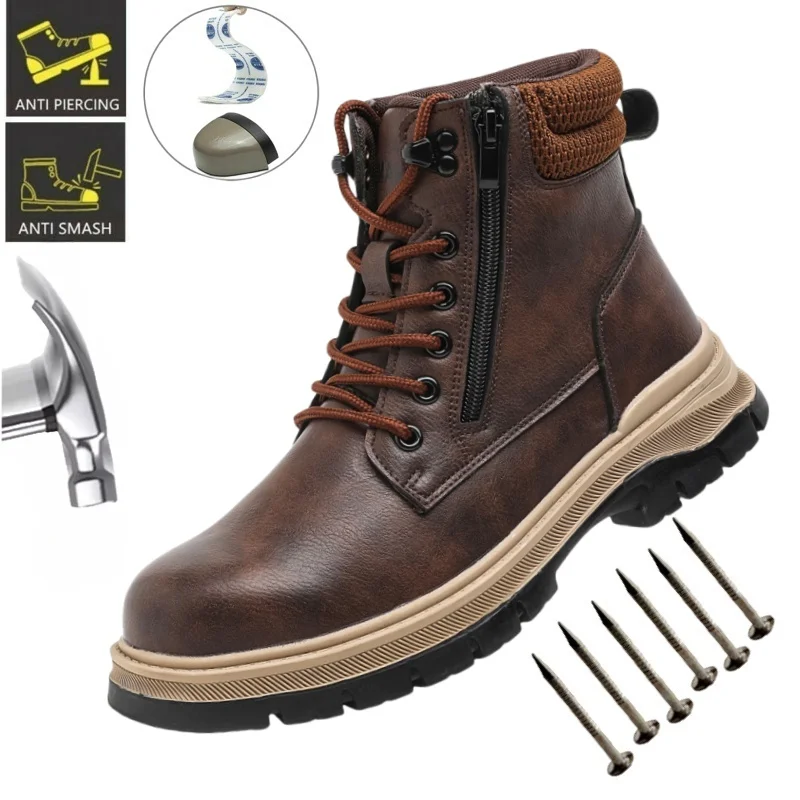 Waterproof Safety Shoes Comfort Men for Work Steel Toe Industrial Boots Man Protection Kevlar Insoles Platform Boots