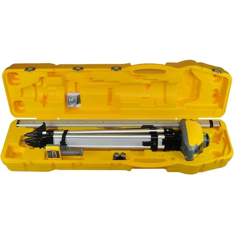 LL100N-2 Laser Level Kit with HR320 Receiver and Clamp, 15' Grade Rod (Inches), Tripod, and System Case , Yellow