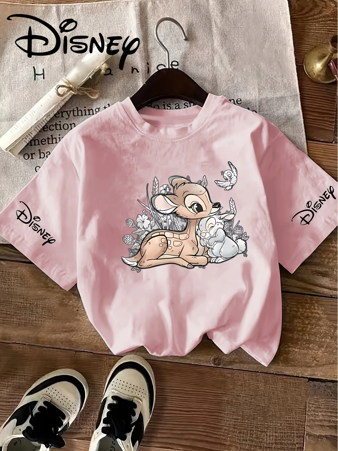 

Disney Summer Hot Selling Women's T-shirt Bambi Printed Super Large Casual Fashion Parent Child Top Daily Wear Street Gift