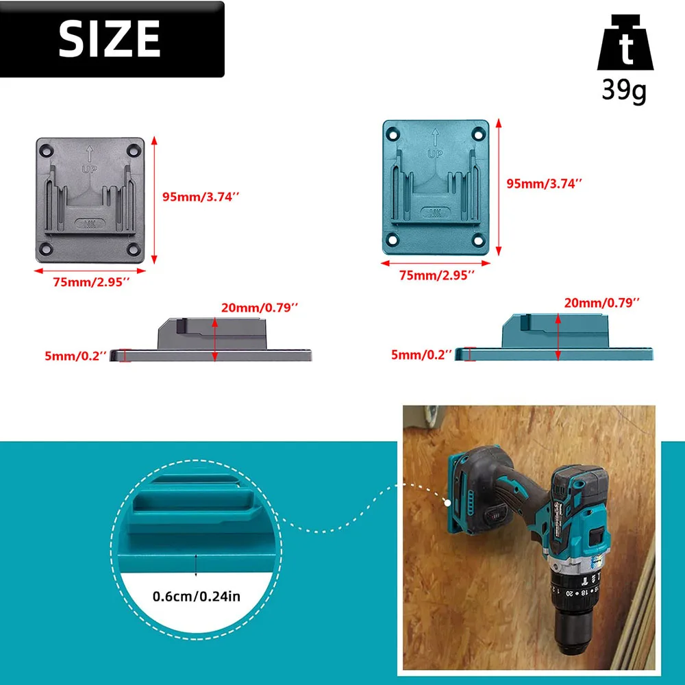 5 Packs Tool Holder Dock Mount for Makita 18V Li-ion Drill Tools Holder, Hanger