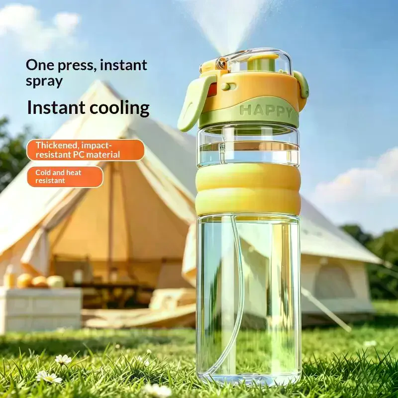 800ml Spray Water Bottle Leak-Proof Portable Sports Cup For Outdoor Travel Fitness Cycling Summer Cooling Mist