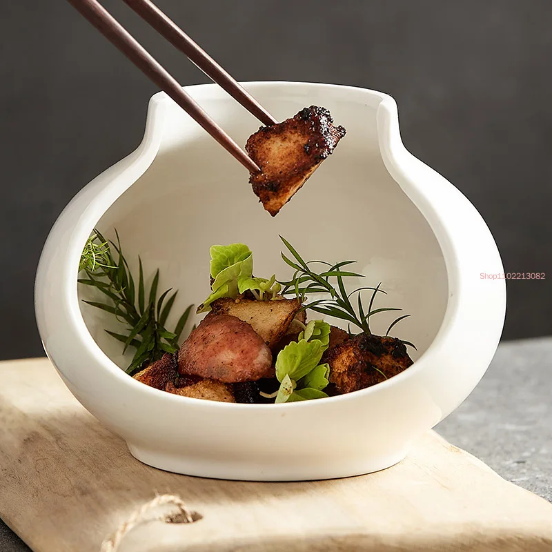 

Restaurant Tableware Broken Vase Artistic Conception Dish Plate Placement Special Irregular Cold Fruit Dessert Bowl