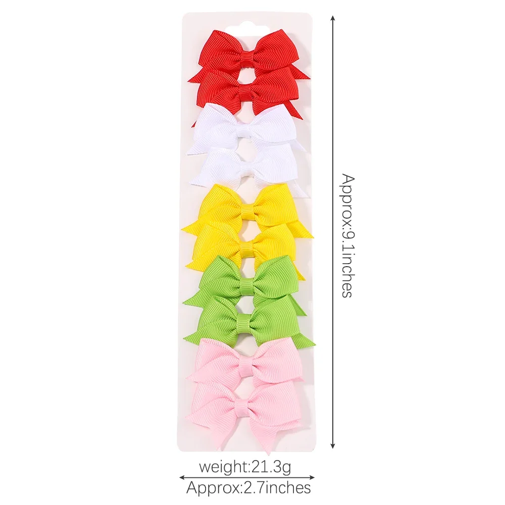 10 pz/set New Cute Solid Ribbon Bowknot fermagli per capelli per neonate fiocchi fatti a mano forcina Barrettes copricapo accessori per capelli per bambini