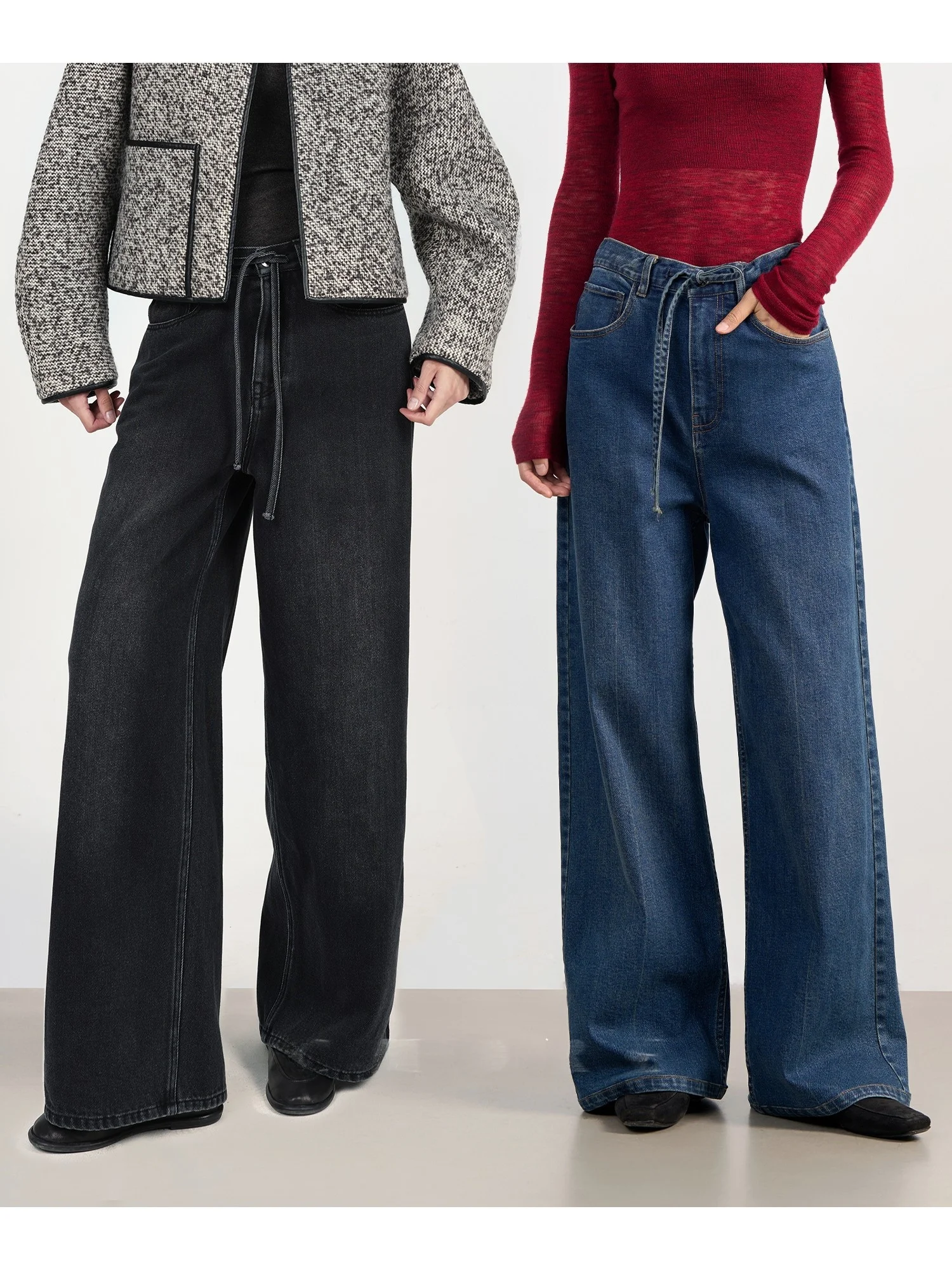 

CMORE тяжелые длинные ворсовые хлопковые винтажные свободные широкие брюки со средней талией, джинсовые джинсы с поясом, женские модные повседневные брюки