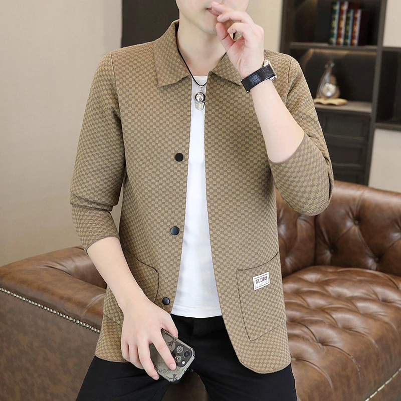 

Casual Knitted Cardigan Men's Knitwear Autumn Winter New Sle Personali European Sle Men's Clothing Loose Fit Long Sve