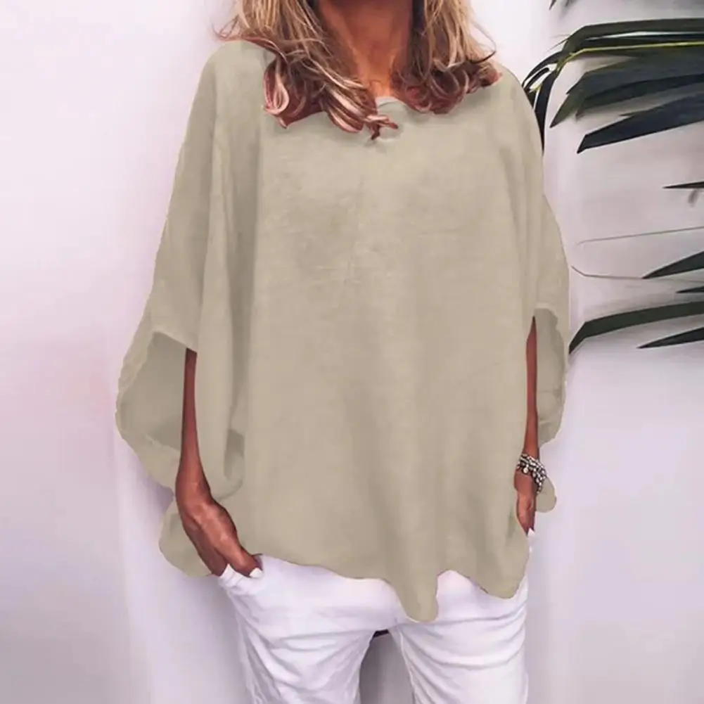 Dames Relaxed Fit Shirt Losse Pasvorm Shirt Zacht Comfortabel Dames Lente Pullover Losse Pasvorm Effen Kleur Vleermuis Mouw Herfst Top