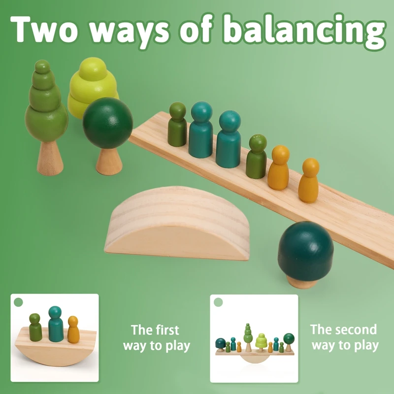 Wooden Forest Building Blocks Seesaw Toy Baby Simulation Tree Placement Stacking Game Educational Balancing Toys For Newborns