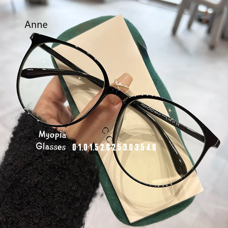 Black Frame Myopia Glasses Anti-blue Light Anti-radiation Near Sight Glasses Personality Female Large Frame Short Sight Glasses