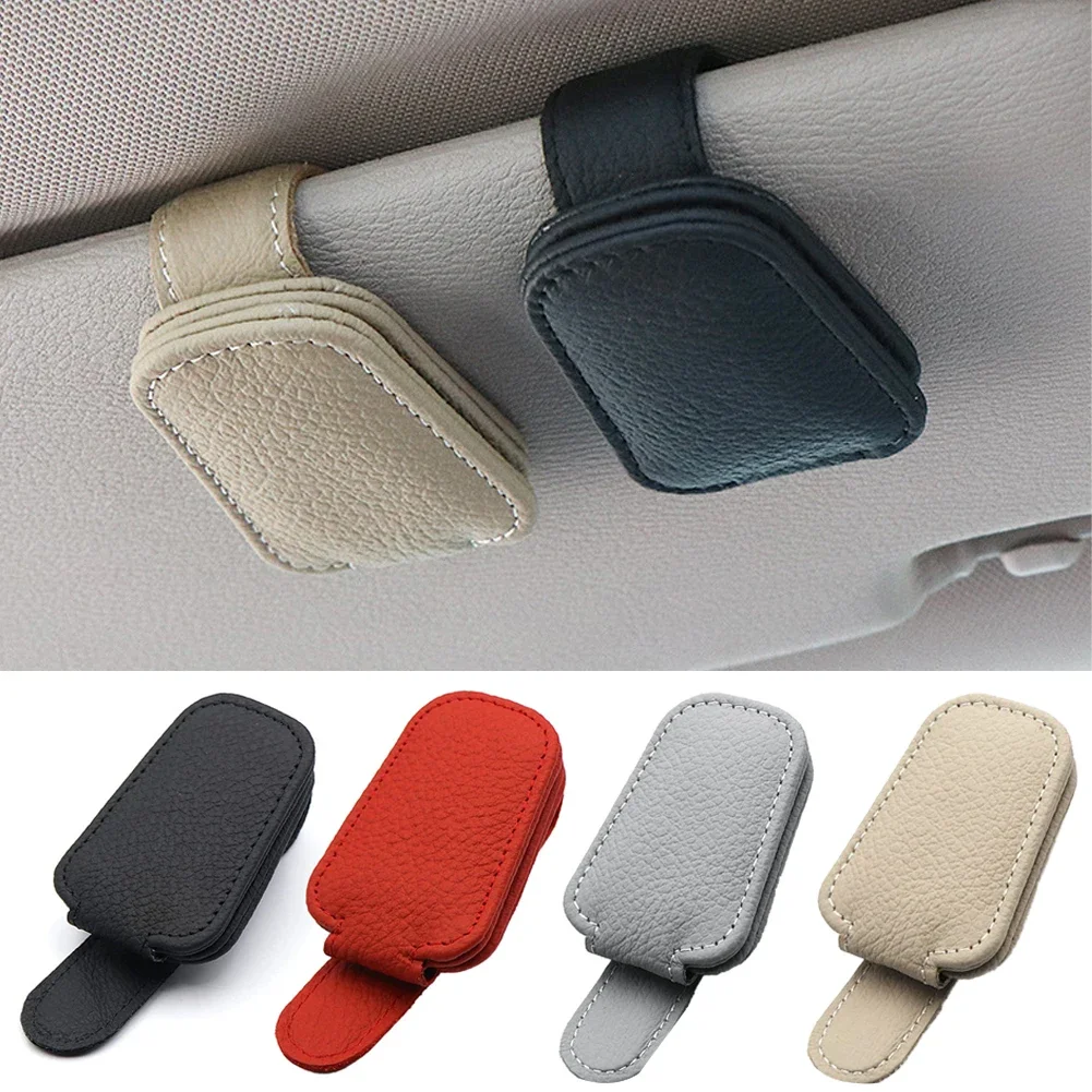 Magnetic Leather Eyeglass Hanger Clip Universal Car Sunglasses Holder Magnetic Eyeglass Hanger Clip For Cars Ticket Card Clip