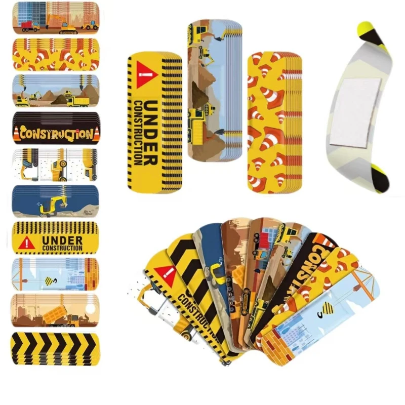15/35/65pcs Cute cartoon architecture truck themed adhesive tape, with ten interesting pattern designs, individually packaged, e