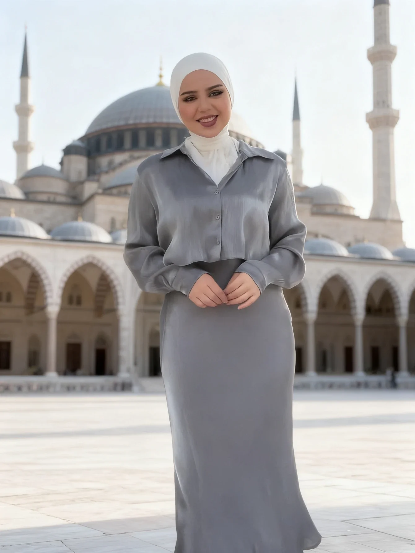 

Muslim Women Skirts Outfits Blouse Single Breasted Top Long Skirt Suit Turkey Islamic Ensemble Dubai Arabic Two Piece Set Eid
