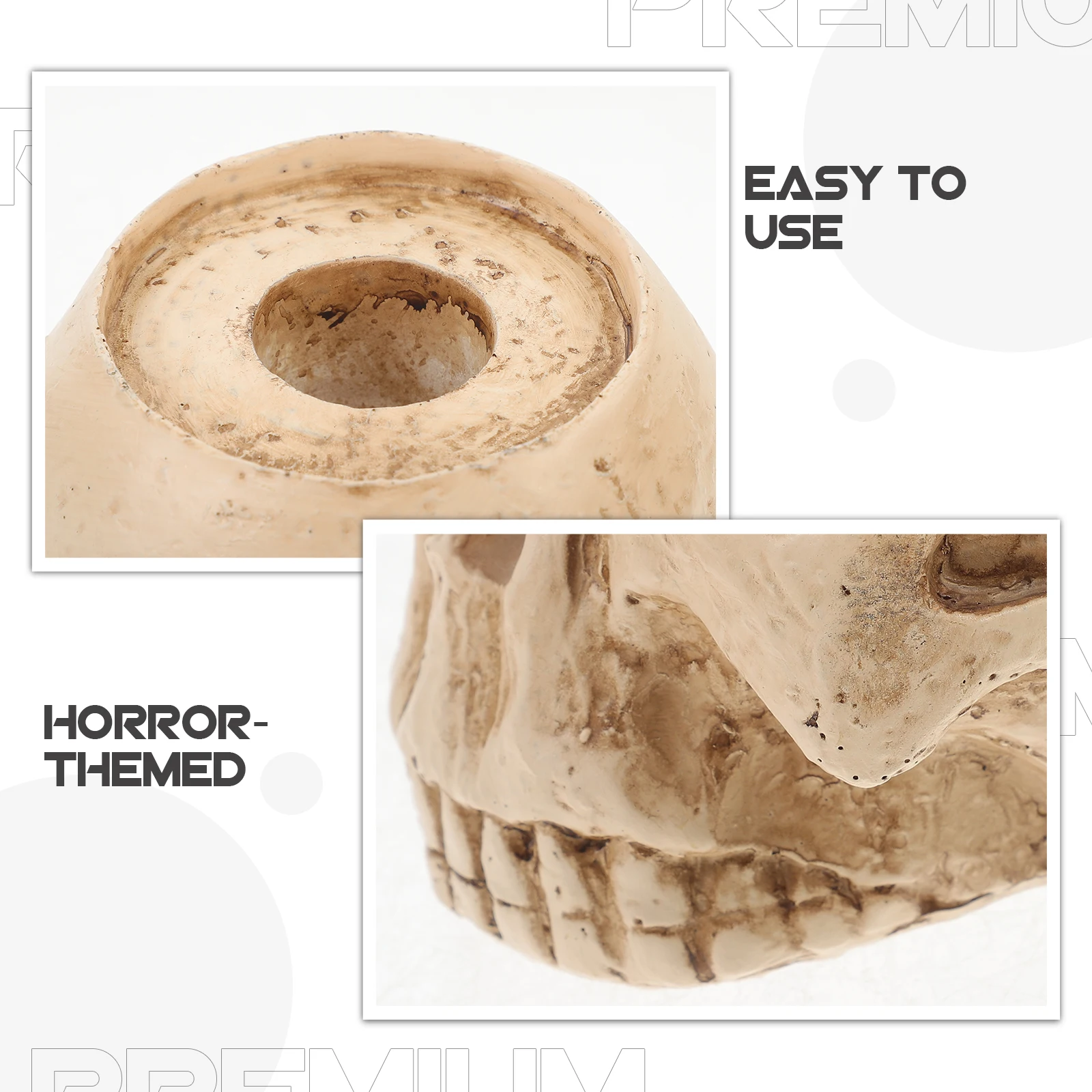 

Skull Holder Realistic Resin Horror Atmosphere Halloween Decor Tabletop Festival Candlesticks Containers Wax