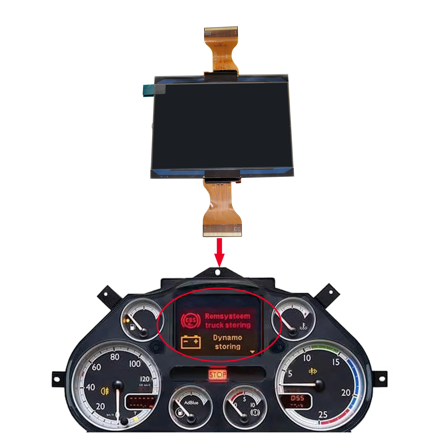 LCD Display for DAF LF / CF/ XF 45/55/75/85 /95/105 for Temsa MD7 Plus/ Speedometer Instrument Cluster