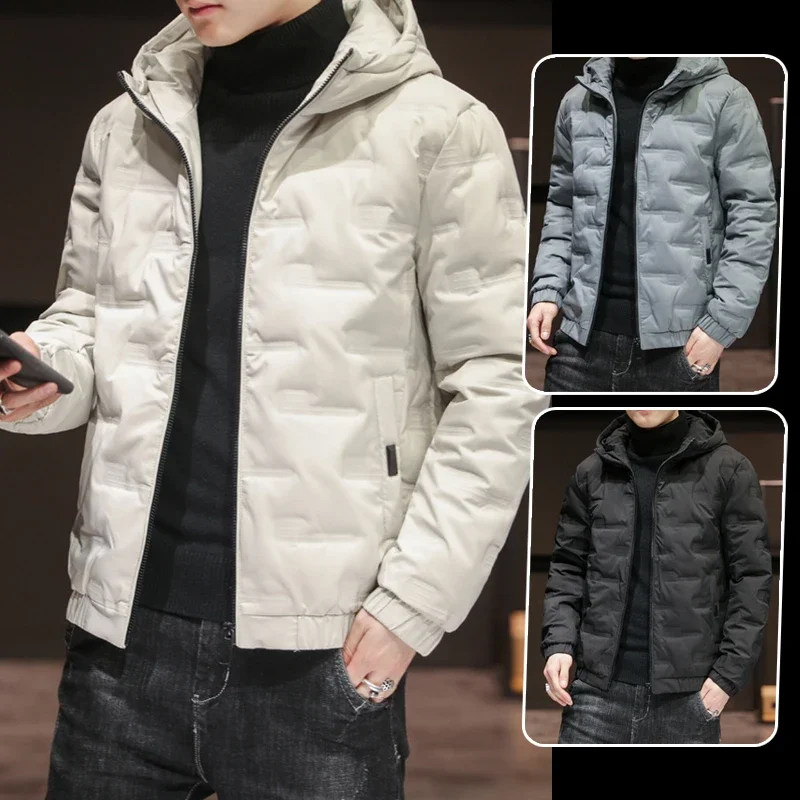 Men Parkas Windbreaker Thicken Warm Coat Men Winter Hooded Jacket Solid Color Parka Coat Male Fashion Streetwear Overcoat 5XL