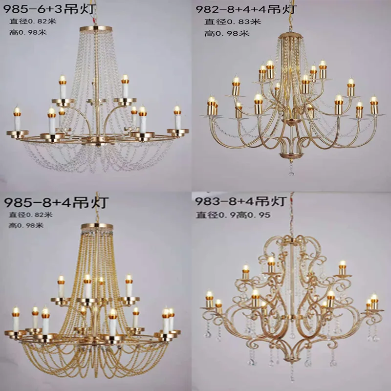 New wedding hall European wrought iron chandelier ceremony pavilion ceiling lighting props crystal chandelier