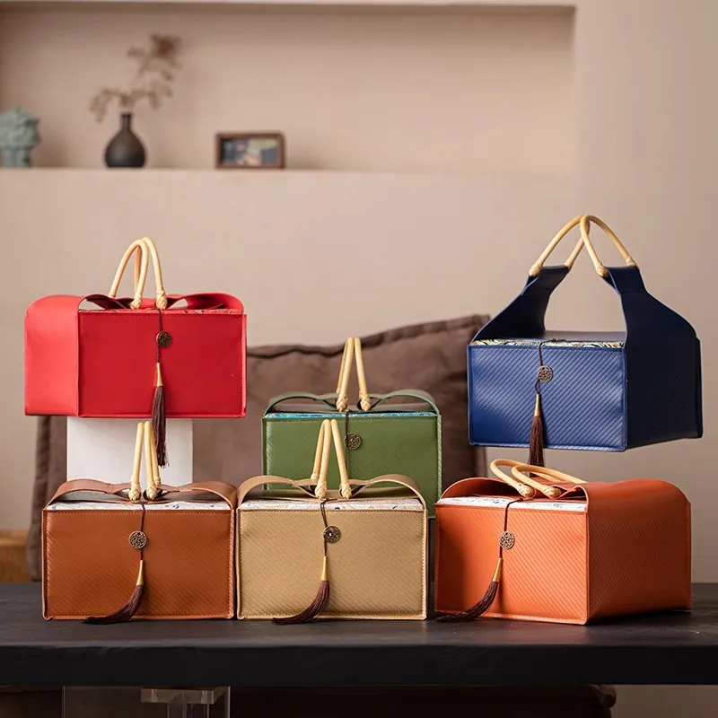 

Пустая кожаная подарочная коробка для праздников — роскошная коробка для хранения орехов, конфет, украшений — подарок на Рождество, Новый год, фестиваль