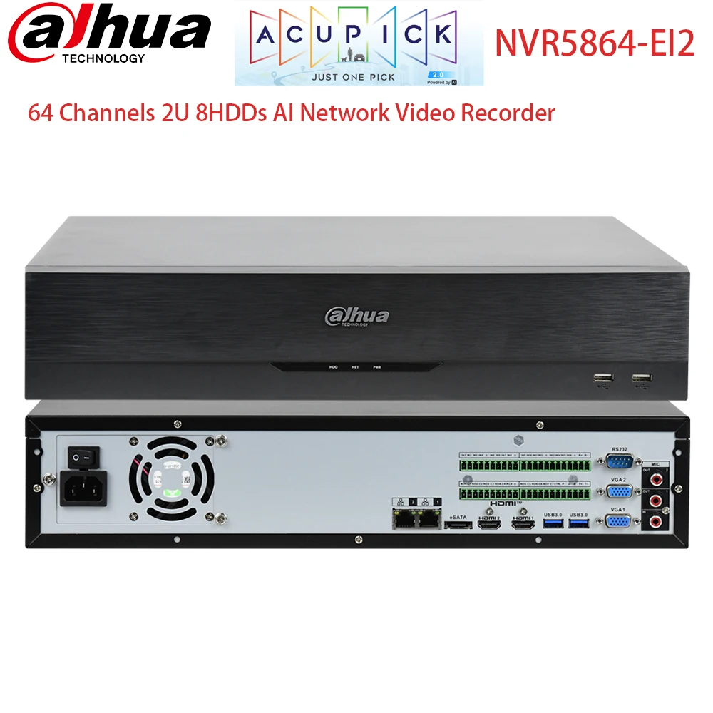 NEW DAHAU 64CH 8K NVR AI NVR5864-EI2 8 HDDS AcuPick 448Mbps up to 160TB 2 HDMI eSATA Surveillance Security System NVR