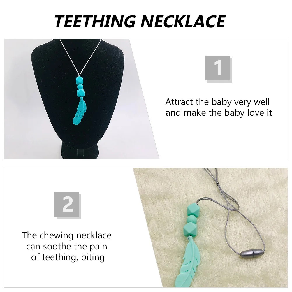 

2pcs Silicone Necklace Baby Molar Teether Chew Pendant Sensory Teething Tool Infant Chewing Chain For Autism Teething Relief