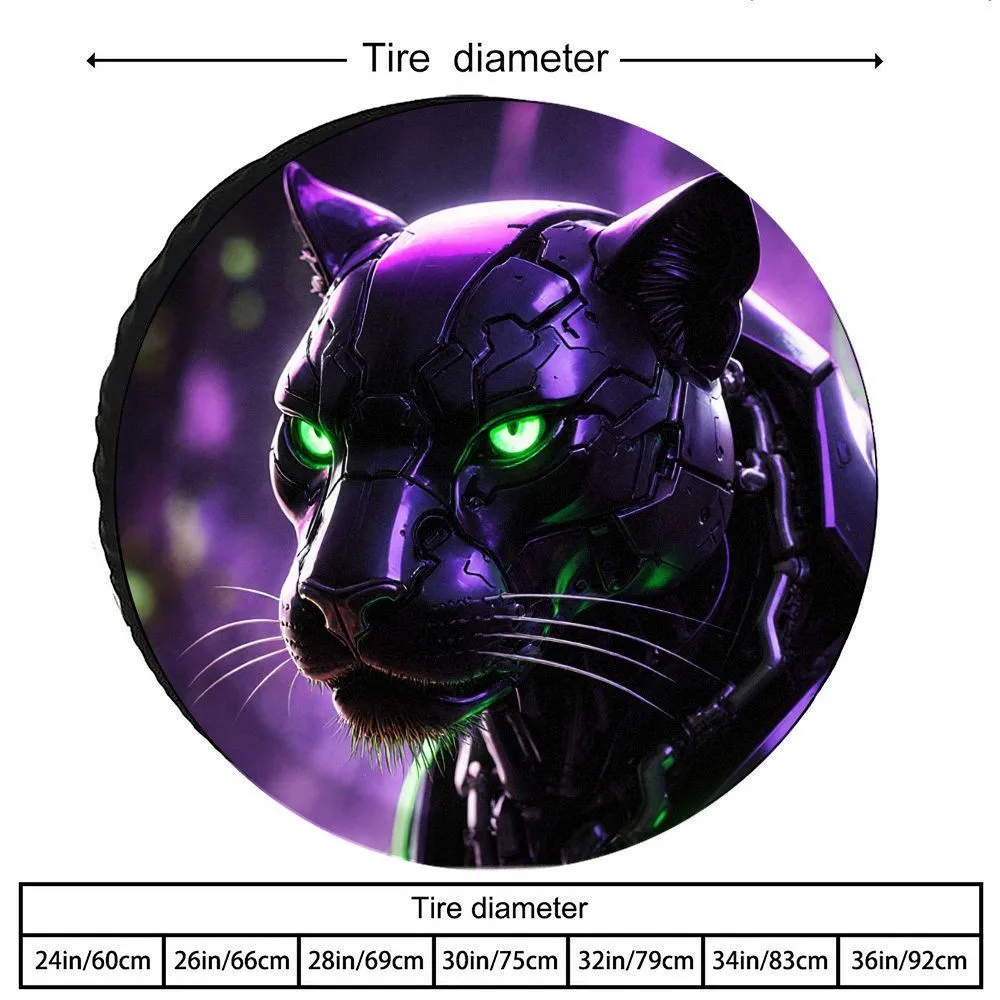 

Cyber Panther Spare Tire Cover Polyester Waterproof Protector for SUV Truck Accessory