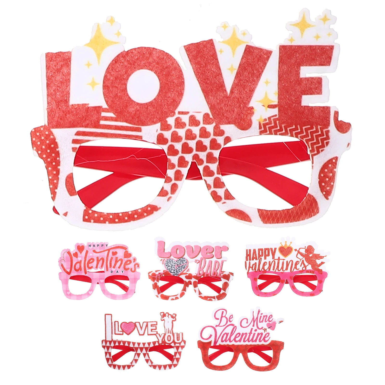 

6 Pcs Heart Shaped Glasses Decorative Frame Eyeglasses Girl Valentine Themed Lovers