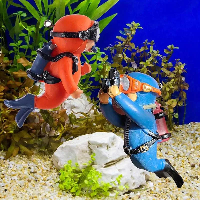 

Fish Tank Diver Decorations Aquarium Decor Accessories Floating Blue Fatty Fat Man Diver Aquarium Ornaments Small Floating Ball
