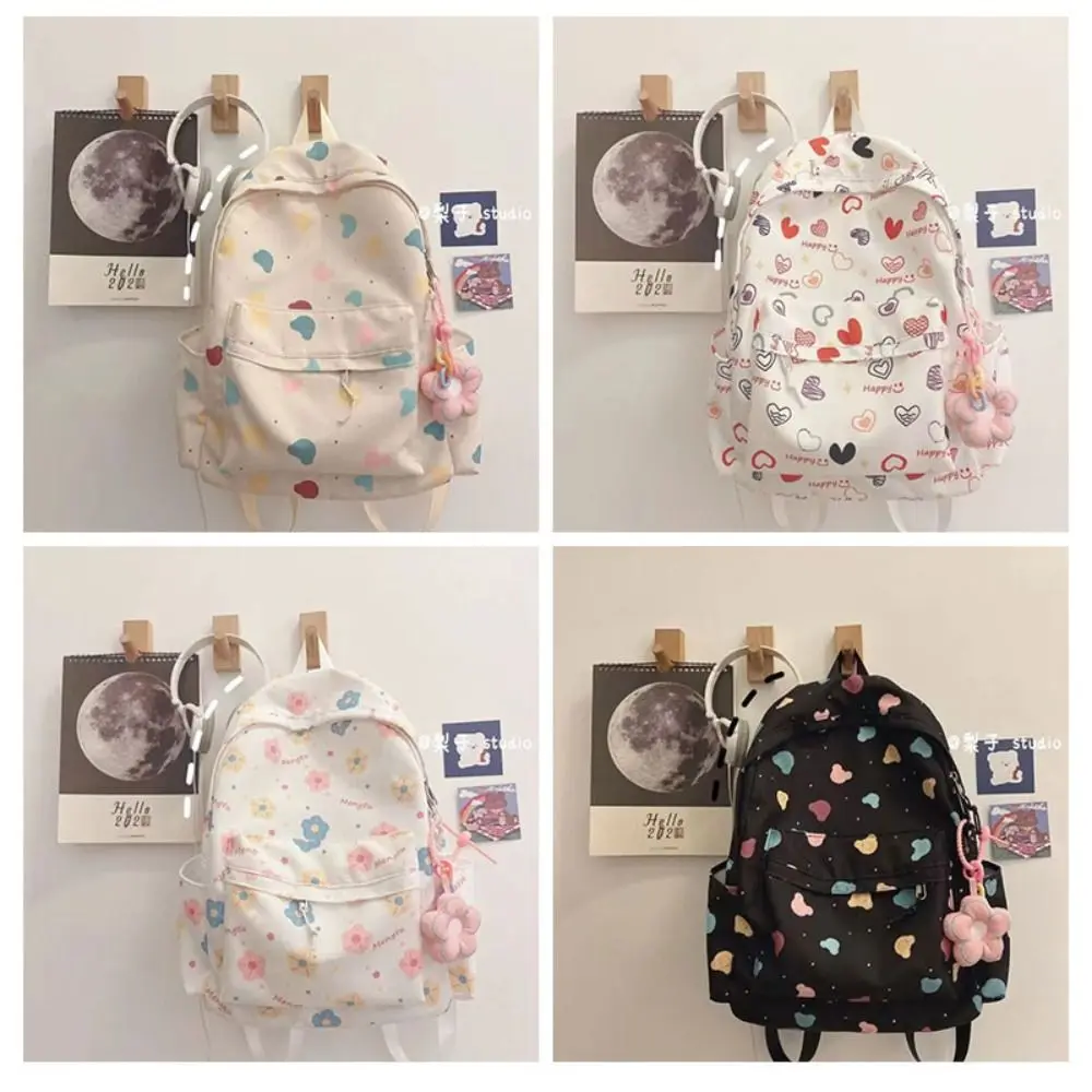 Cartoon Print Shoulder Backpack Lightweight Large Capacity Travel Laptop Rucksack Wear-resistant Polyester Student School bag